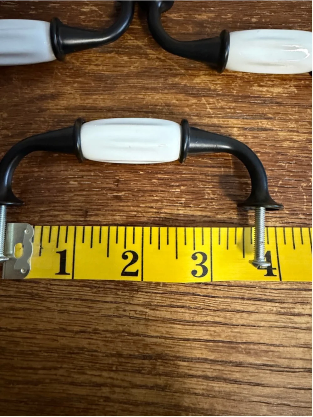 11 Black Metal White Ceramic Cabinet Drawer Pulls Handles Farmhouse Cottage 4”